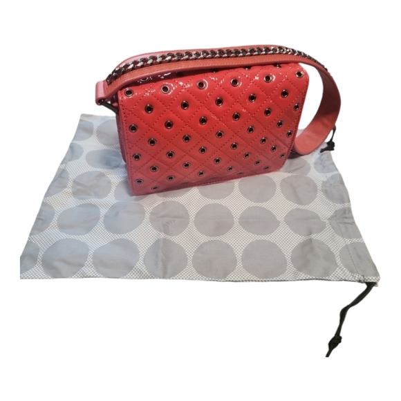 NWOT Vera Bradley Cole Mini Shoulder Bag Coral Patent Leather Purse Small - Picture 2 of 4